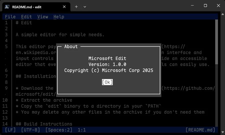 微软开源Rust编写的Edit命令行编辑器：轻巧且高效，仅250KB